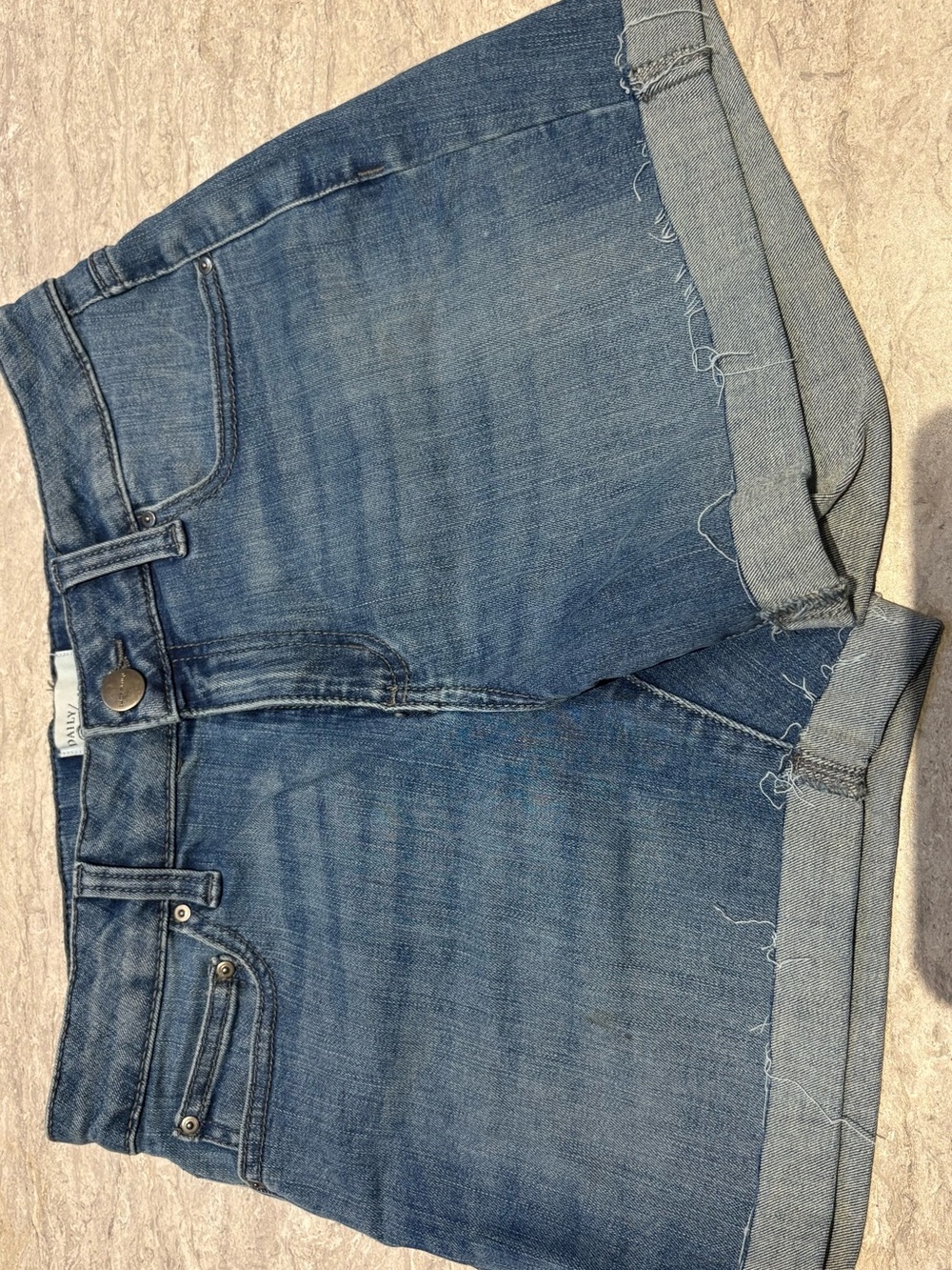 Daily Ritual Blue Denim Rolled-Hem Shorts